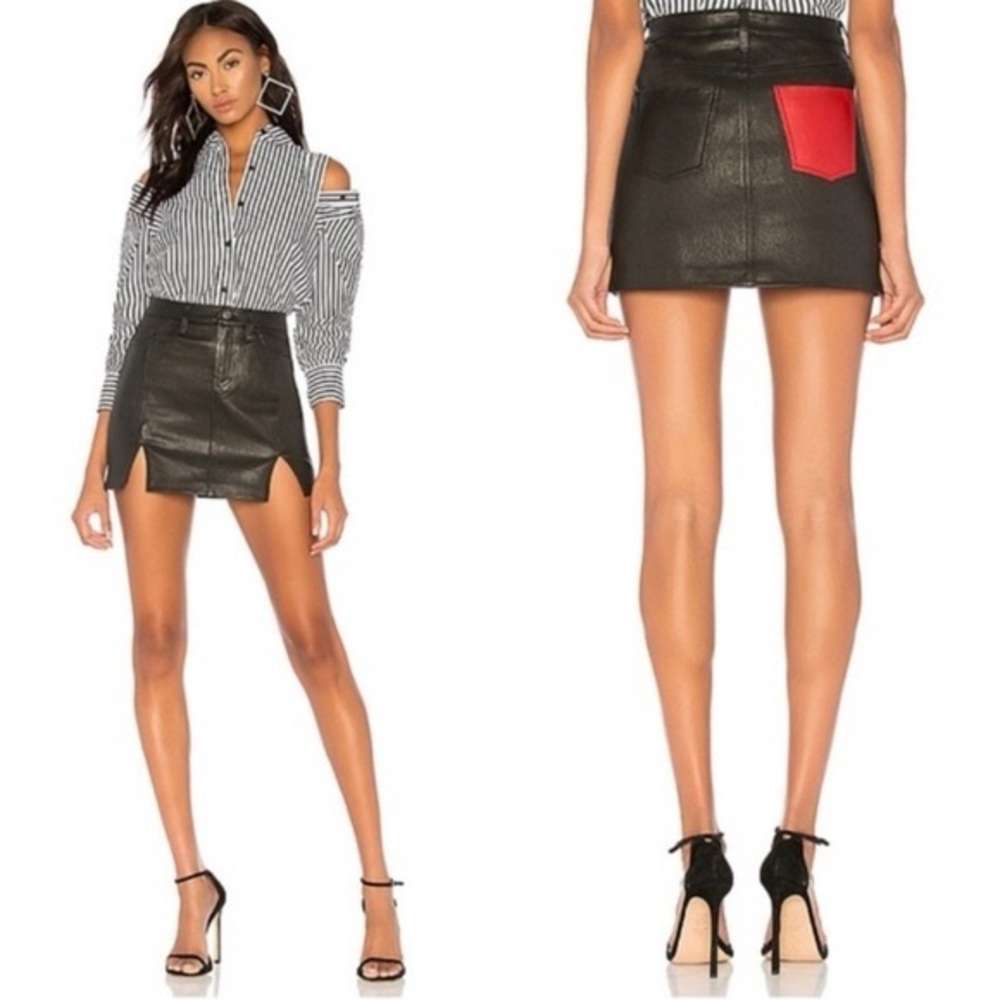 Current/Elliott leather Black Skirt